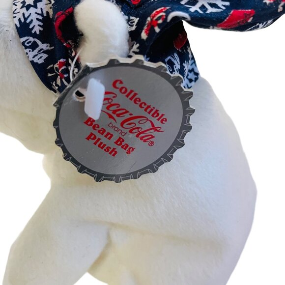 Collectible Coca-Cola Polar Bear Plush With Santa Hat & Bottle 6 1/2" x 5" Bean - Picture 6 of 6